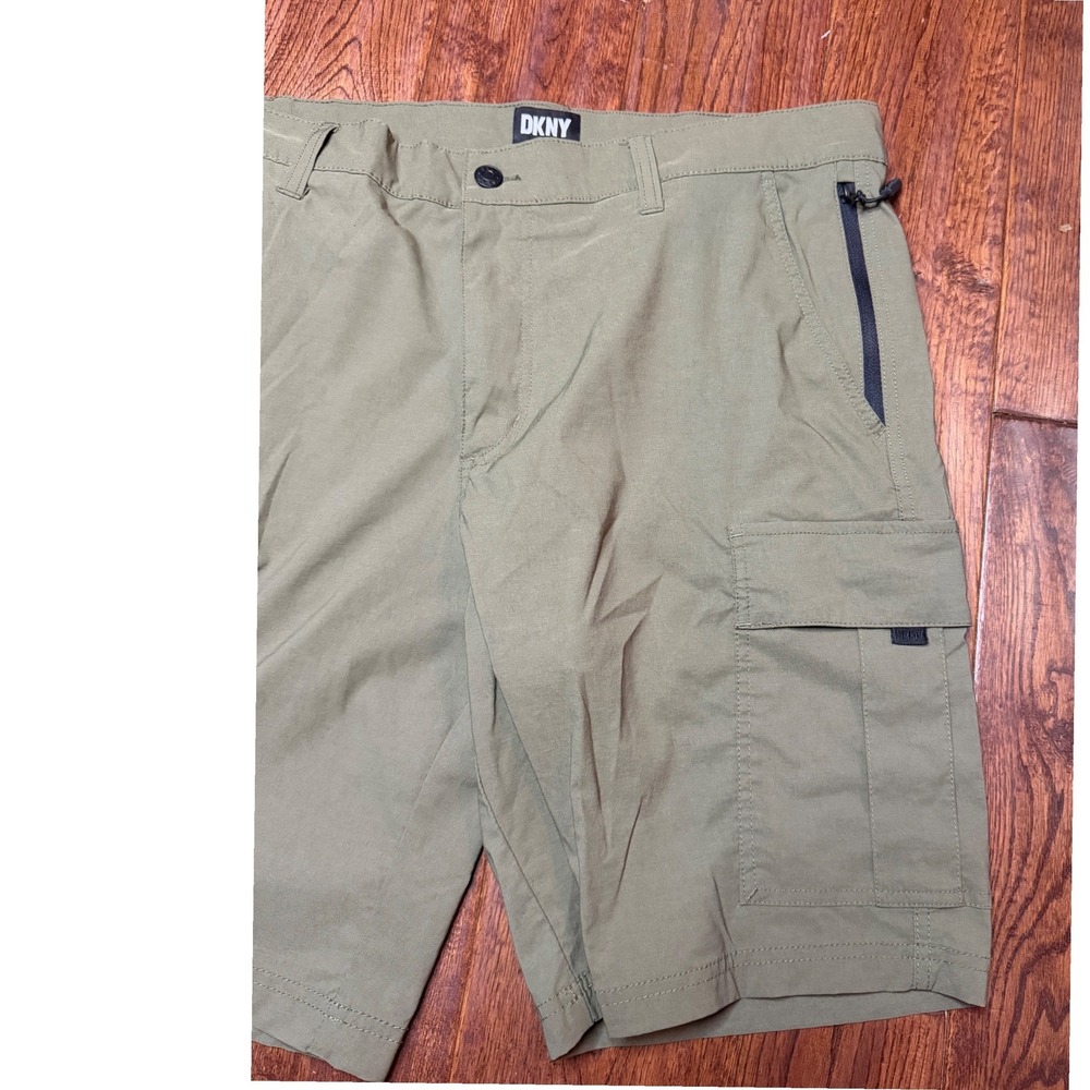 DKNY Mens Olive Green Cargo Shorts Size 36 Nylon Spandex Stretch Hiking Outdoor - Picture 6 of 9